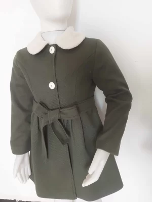 Girls’ Winter Coat – Polyester Wool Blend with Taffeta Lining