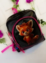 Kids’ Pure Leather “Tina” Backpack – Black & Pink