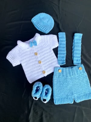 Handmade Baby Boy Crochet Set with Bow Tie