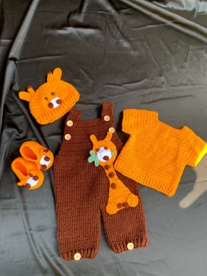 Handcrafted Giraffe-Themed Baby Crochet Set
