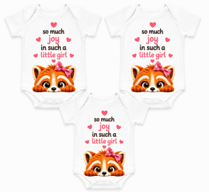 Castino® So Much Joy Baby Girl Bodysuit Set of 3 – 100% Cotton | Red Panda Collection