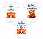 Castino® Baby Boy Bodysuit Set of 3 – Red Panda Collection | 100% Cotton