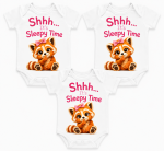 Castino® Shhh… It’s Sleepy Time Baby Girl Bodysuit Set of 3 – 100% Cotton | Red Panda Collection
