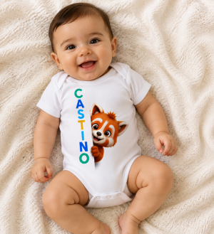 Castino® Peekaboo Tino Baby Boy Bodysuit – Red Panda Design