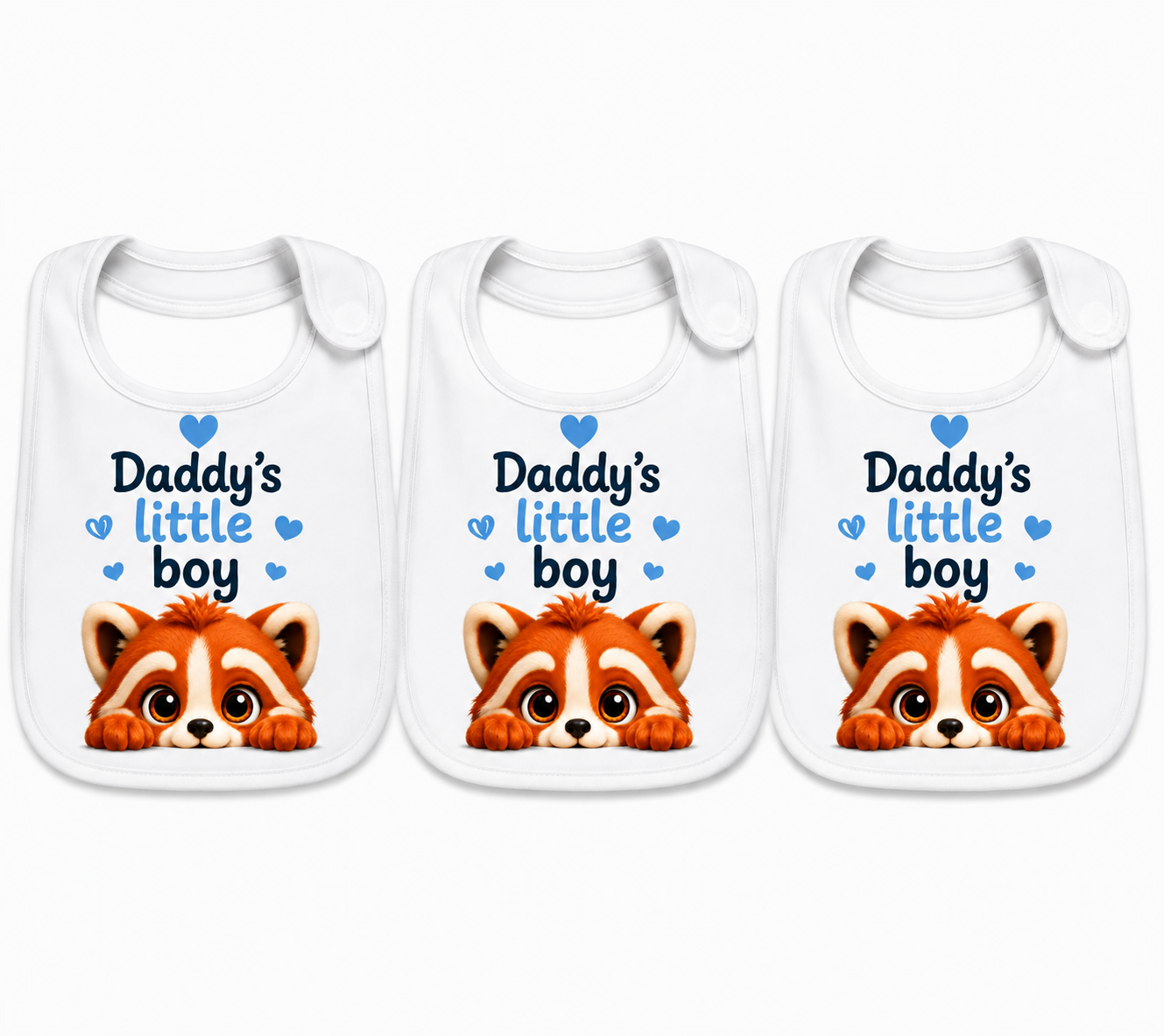 Castino® Daddy’s Little Boy Baby Bib 3-Pack – Tino Red Panda Design