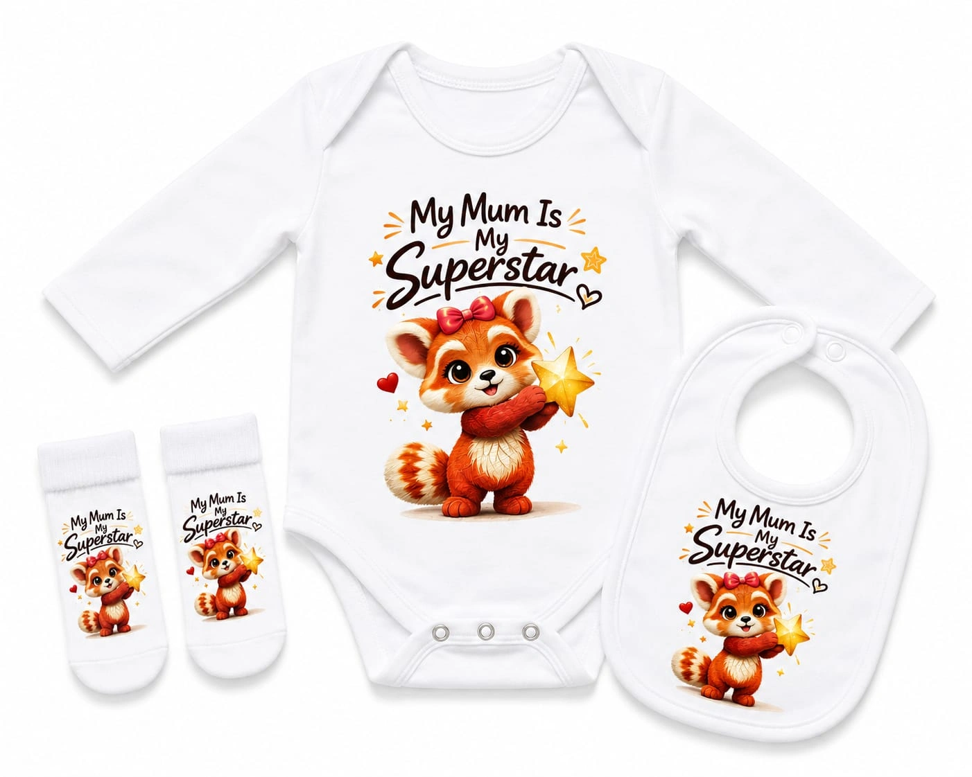 Castino® My Mum Is My Superstar 100% Cotton Short Sleeve Baby Bodysuit