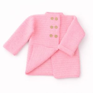Handmade Crochet Baby Girl Pink Cardigan – Elegant Crochet Coat