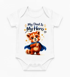 Castino® My Dad Is My Hero 100% Cotton Short Sleeve Baby Bodysuit
