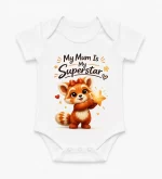 Castino® My Mum Is My Superstar 100% Cotton Short Sleeve Baby Bodysuit